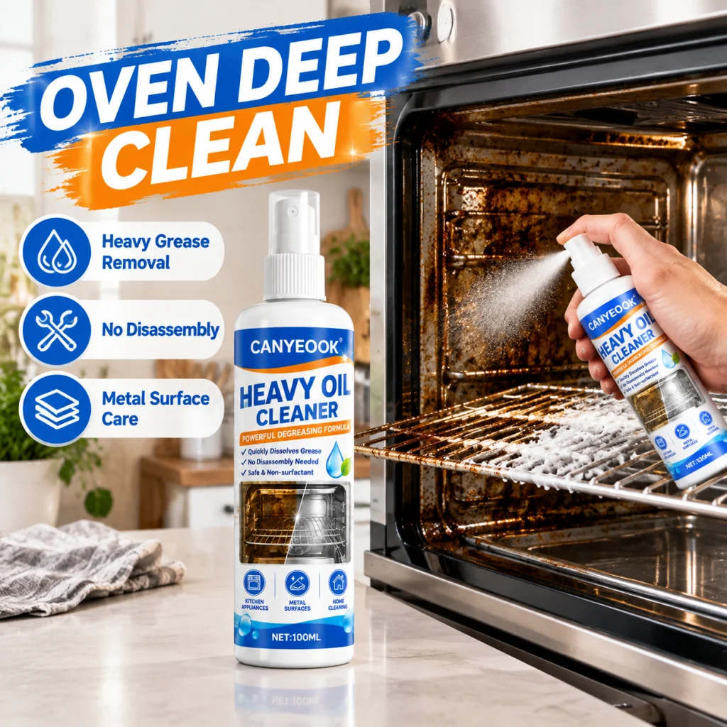 CANYEOOK 100ml Oven & Grill Grease Cleaner, Brush-On No-Rinse Formula, Dissolves Heavy Grease & Rust, Brightens Kitchen Metal