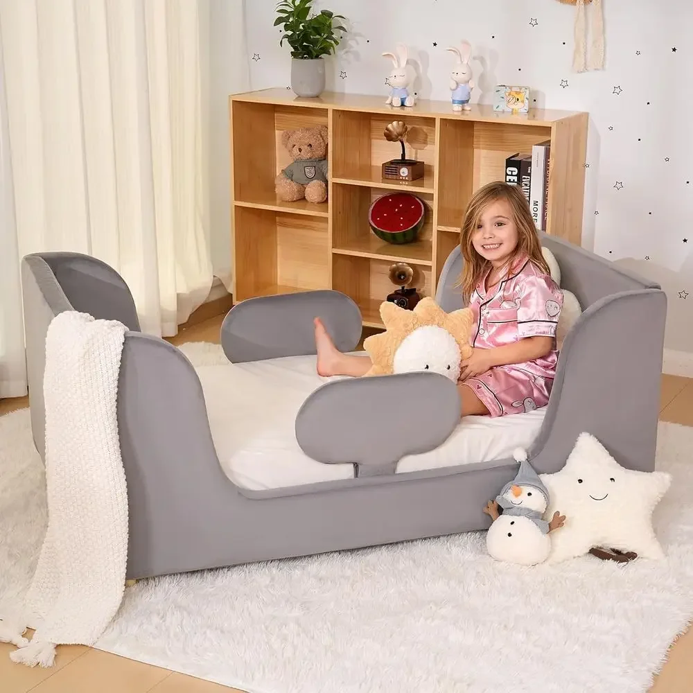 

Convertible Toddler Bed with Detachable Guard Rails, Suitable for Ages 2-7, Unisex Kids' Bed, Crib Size Mattress Not Included