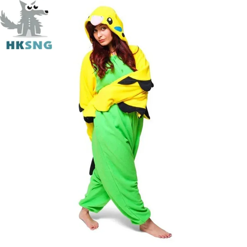 

Новые пижамы унисекс для взрослых с животными и попугаем, сине-зеленые костюмы для косплея с героями мультфильмов, комбинезоны с героями мультфильмов, Рождественский подарок кигуруми