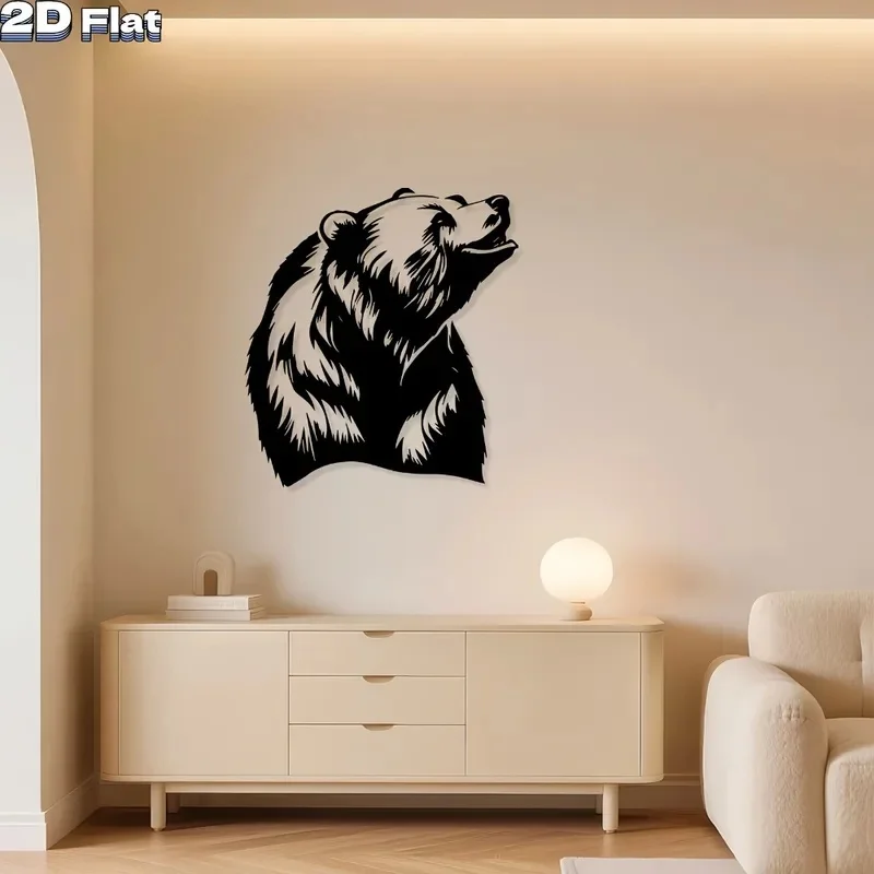 CIFBUY Iron Art Wall Decor Fierce Bear Metal Sign Waterproof Indoor Outdoor Home Decoration 1pc
