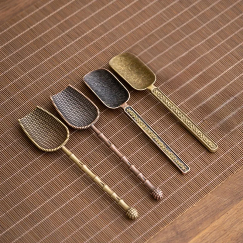 Vintage Alloy Teaspoon Household Food Measuring Tool Use To Take Tea-Leaves Ware Scoop Spatula Kung Fu Tea Ceremony Accessories