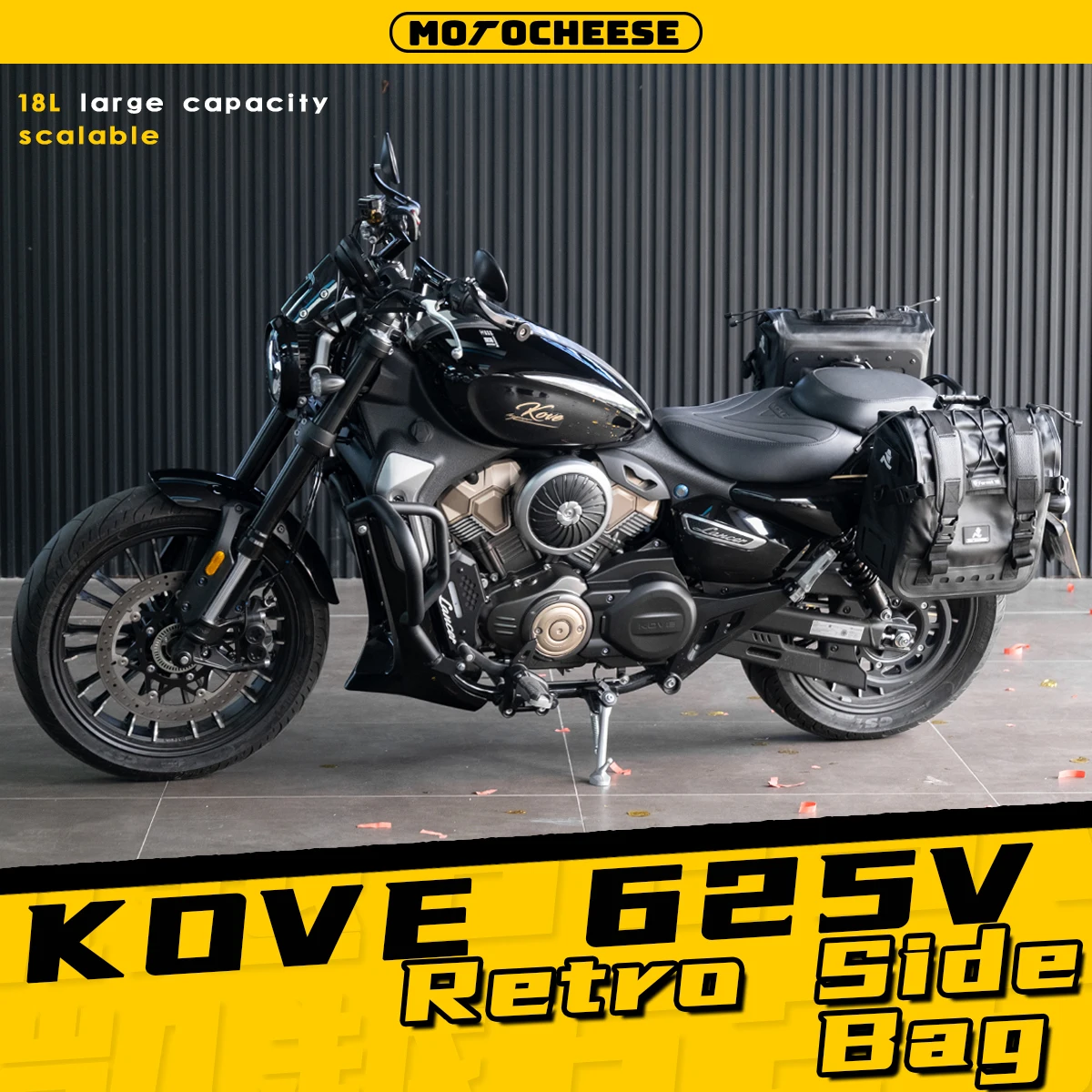 Motorcycle Saddle Side Bag with Stainless Steel Brackets Cafe Racer Style Waterproof Saddle Bags For KOVE 625V