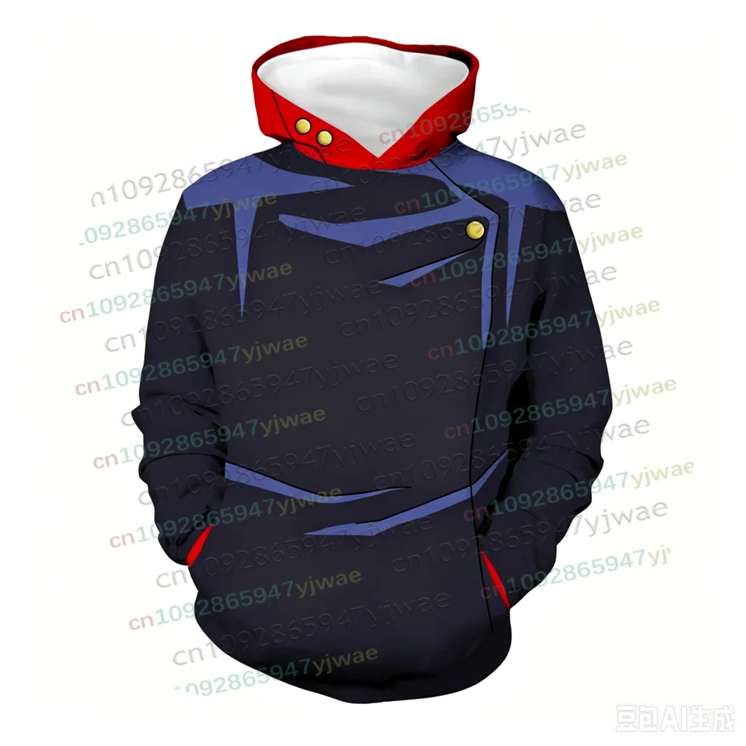 Anime Jujutsu Kaisen Kapuzenpullover für Männer und Frauen, 3D-Kapuzenpullover, langärmeliges Sweatshirt, Herbst/Winter, Halloween, Cosplay, für Erwachsene/Kinder, mit Kapuze. – Detail 8