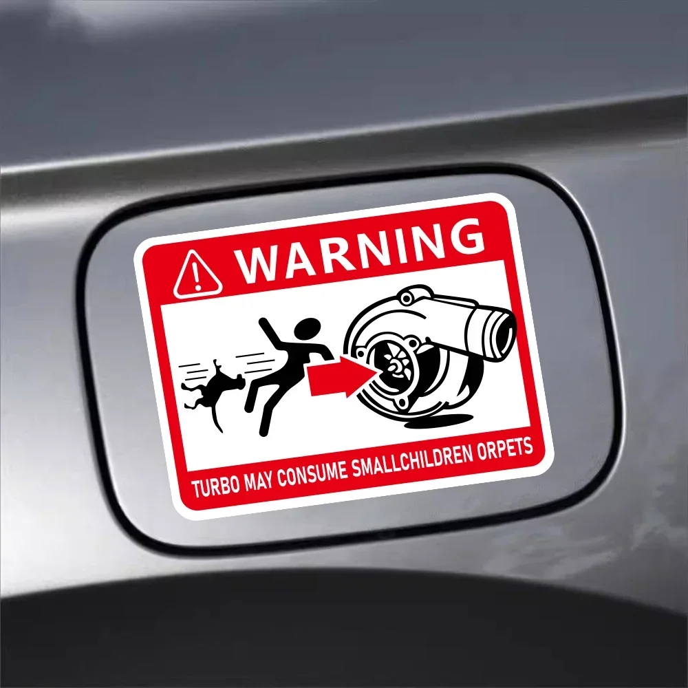 12x9cm Turbo Warning Funny Car Stickers Auto Rear Bumper Window Body DIY PVC Vinyl Decals Car Styling Tuning Decor Accessories
