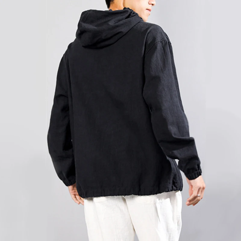 High Quality Healthy Linen Cotton Hoodies Men's Oversized Sweatshirt Hooded Fashion Basic Solid Color All-Matched Designer Tops