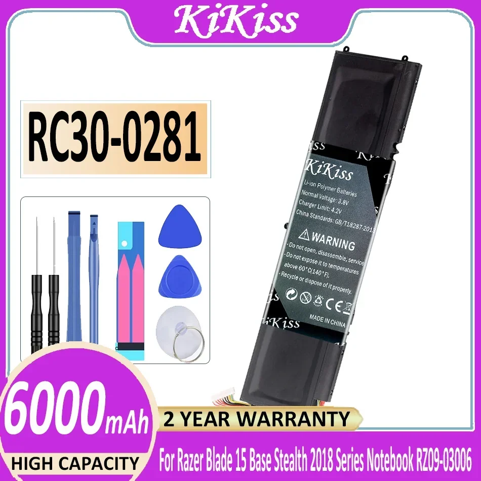 KiKiss Battery RC30-0281 6000mAh for Razer Blade GTX 1650 Max-Q RZ09-03102E52-R3U1 Stealth 13 Stealth13 2018 2019