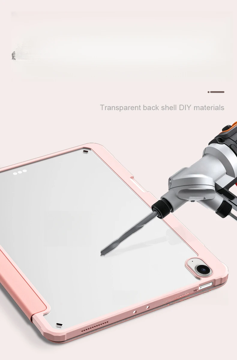 Weiche Acryl-Schutzhülle mit Stifthalter für iPad Air 6 10,9 10. Generation Dreifach Faltbar – Detail 3