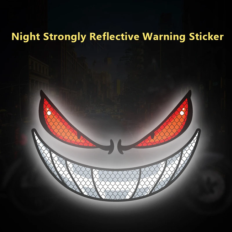 Devil Eye Reflective Motorcycle Safety Warning Stickers Decor Moto Bike Scooter Body Windshield Helmet Tailbox Decal Accessories