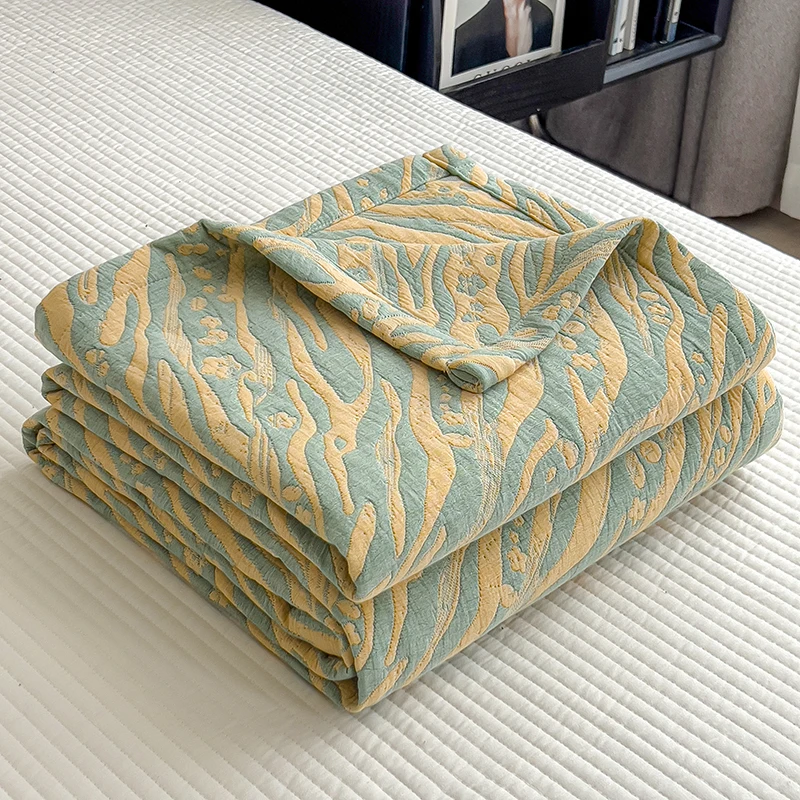 

Luxury Pure Cotton Blankets for Bed All Season Cozy 100% Cotton Muslin Throw Blankets Thress Layer Gauze Summer Blanket Quilt