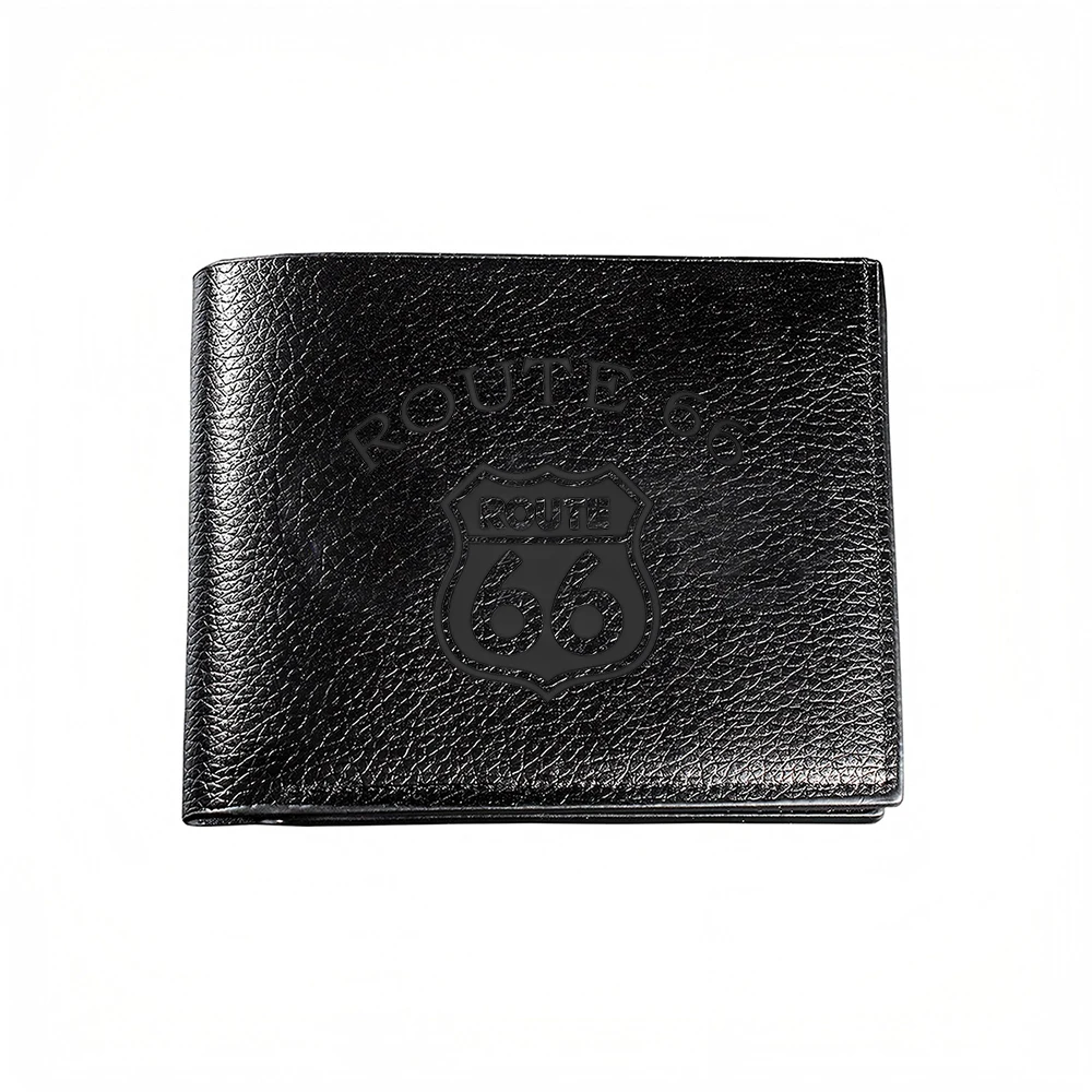 Route 66 Embossed Shield Design Men's Wallet Card Holder Casual Business Fashion Style