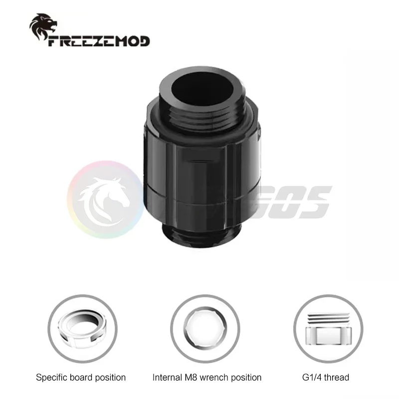 FREEZEMOD PC Cooling M-M Connection Fitting, 360° Rotatable Connect PUMP-Res,Hexagonal Design Smooth Surface,4 Colors GXZDS-E3