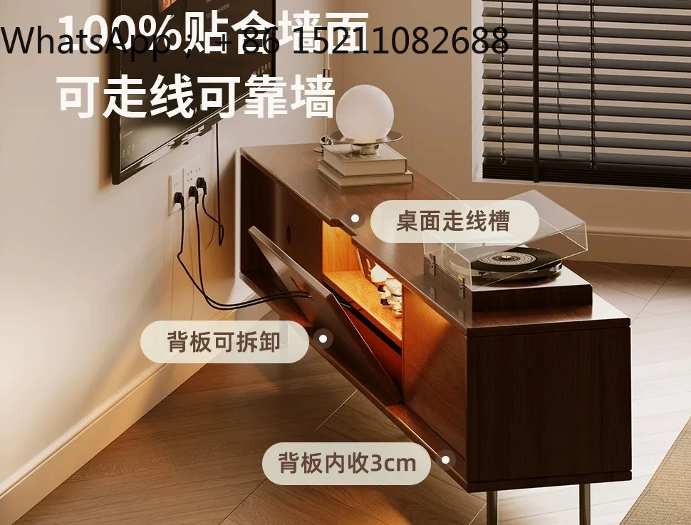 SCY solid wood TV cabinet living room sliding door storage display cabinet medieval Bauhaus TV cabinet