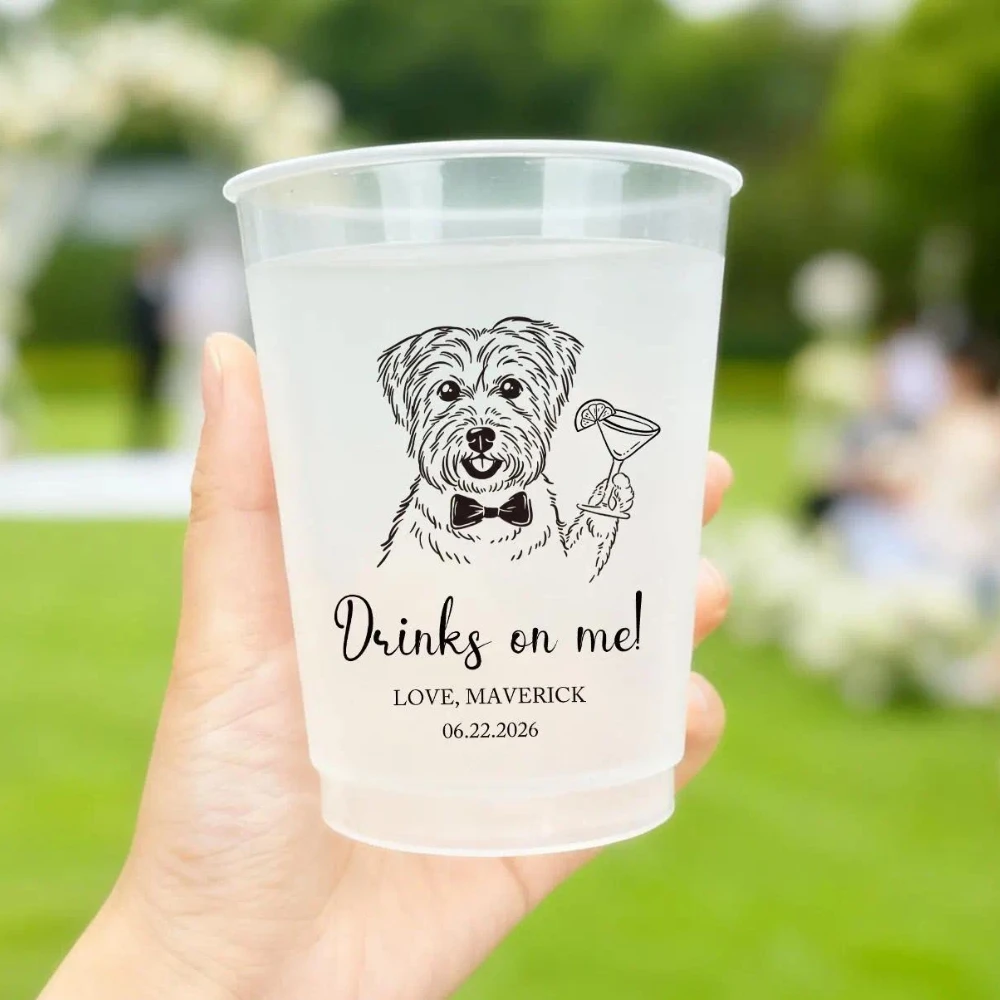 2026 New Custom Pet Face Frosted Plastic Cup, Personalized Dog Cat Wedding Party Cup for Outdoor Reunion,Christmas Gift.
