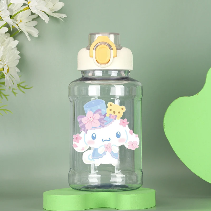 Kawaii Sanrios Plastic Sport Water Bottle 850Ml Anime Kuromi Melody Hellokittys Kid Cartoon Outdoor Camping Drinking Cup Kettle