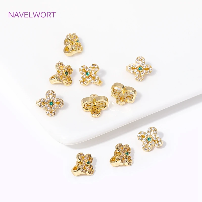 Trendy 2 Hole Separators 18K Gold Plated Inlaid Zircon Flower/Heart Shape Connector For Jewelry Making DIY Bracelets Accessories