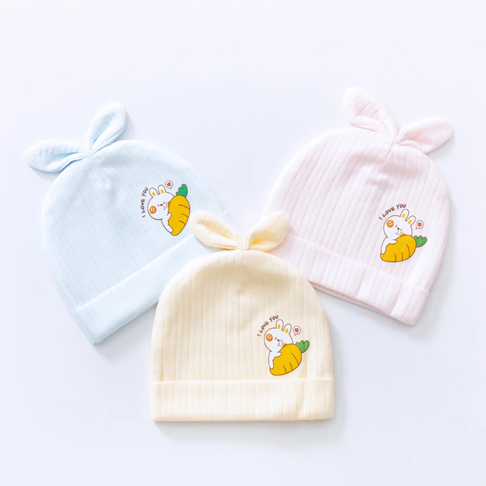 Newborn Baby Hat Spring Autumn Pure Cotton Double-layer Baby Boys Girls Hats Breathable Jacquard Caps For Kids Infant 0-3 Month