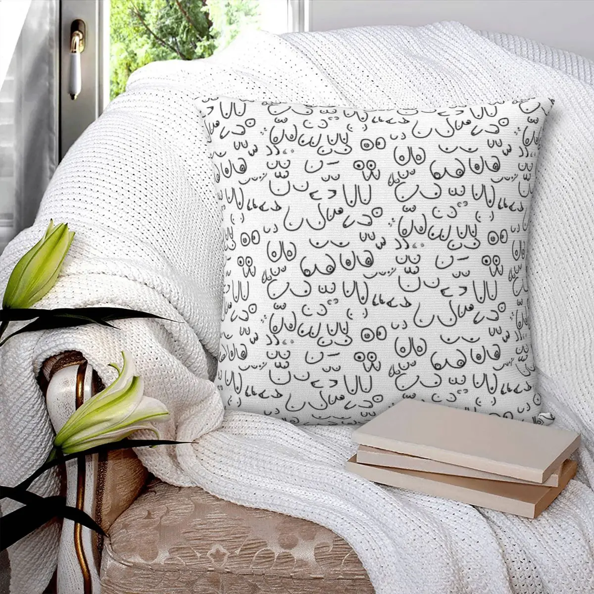 Different Sorts Of Boobs Pattern Square Pillowcase Pillow Cover Polyester Cushion Decor Comfort Throw Pillow for Home Car