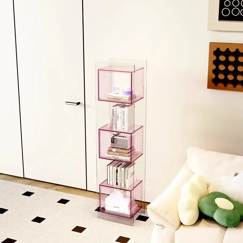 Light luxury living room storage display rack Multi-layer floor corner storage bookcase Minimalist storage bookshelf