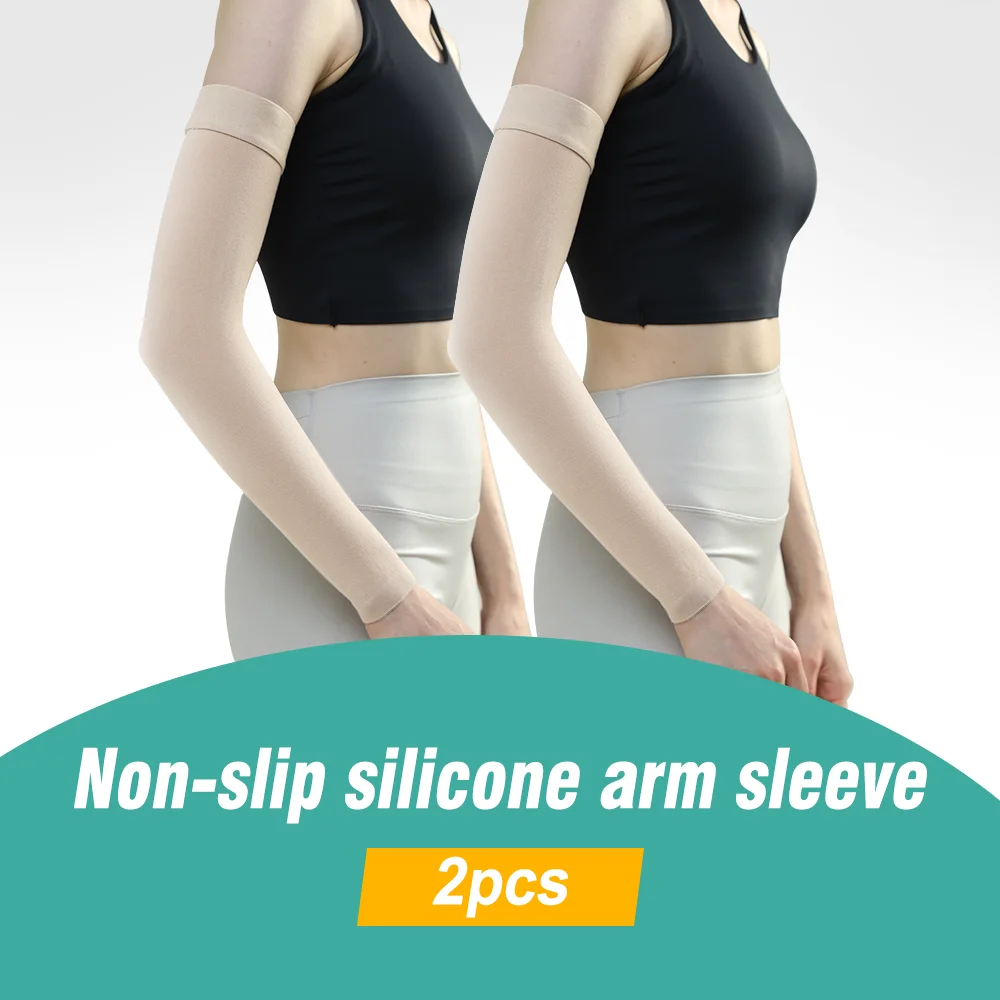 2-teilige medizinische Kompressionsarmbandage, elastisch, unisex, zur Förderung der Blutzirkulation, Lymphödem-Entschwellung, Arm-Ellbogen-Stütze – Detail 3