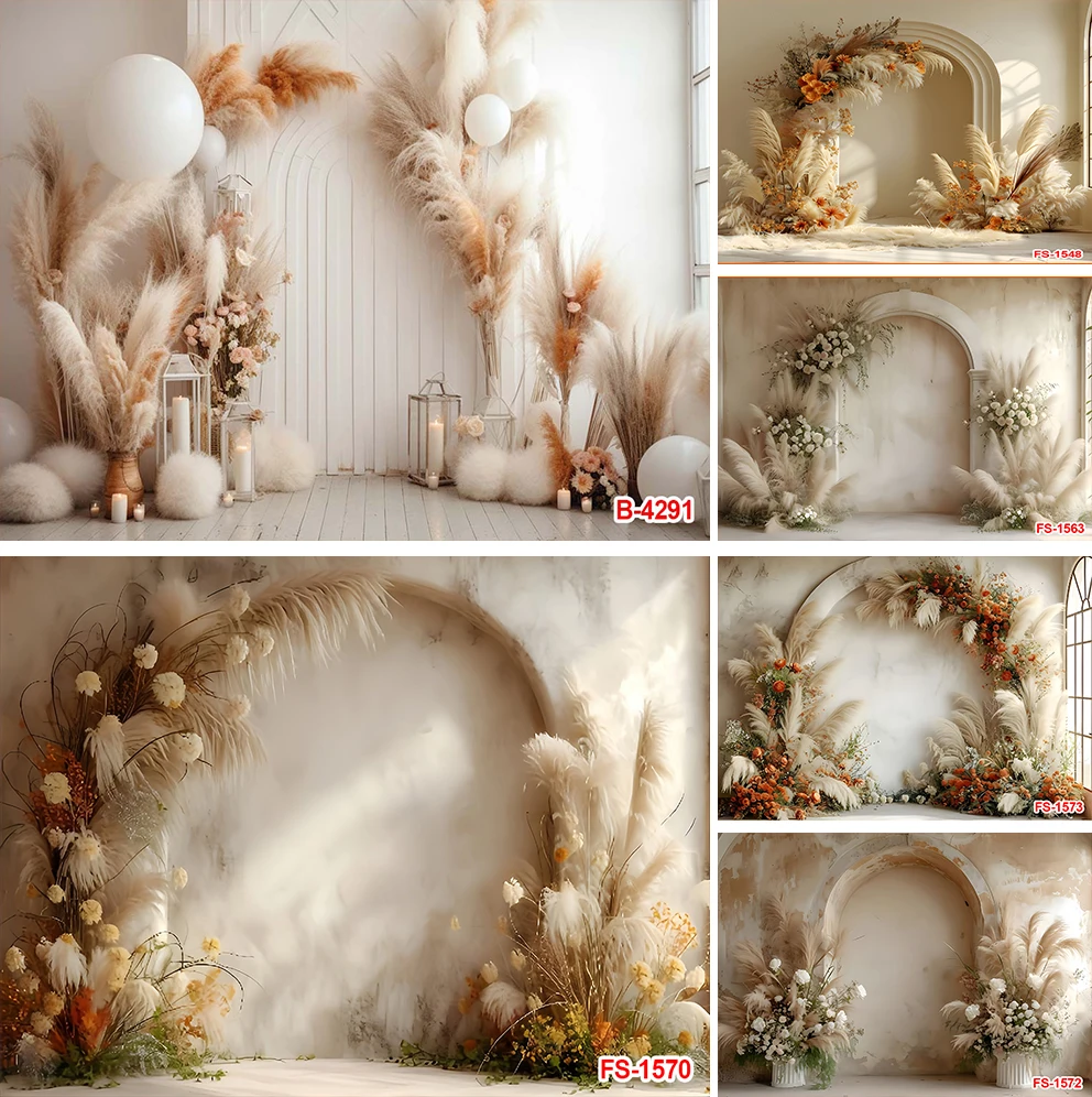 

Photography Background Boho Window Pampas Grass Adult Birthday Wedding Maternity Portrait Decor Backdrop Photo Studio