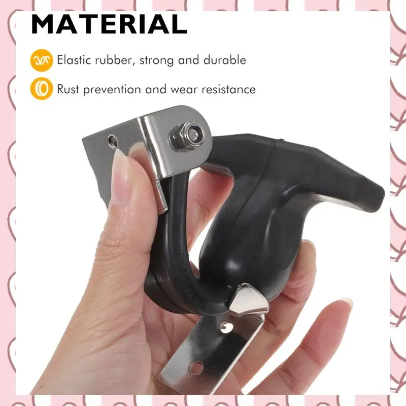 

HHTL 2Pcs Stainless Steel Rubber Hood Catch Flexible T-Handle Hasp Rubber Flexible Draw Latches Replacement With Brackets Tool B