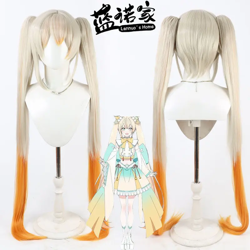 Virtual YouTube Vtuber Kazamaki Iroha Cosplay Wig Halloween Carnival Party Props Synthetic Hair Heat Resistant Fiber + Wig Cap