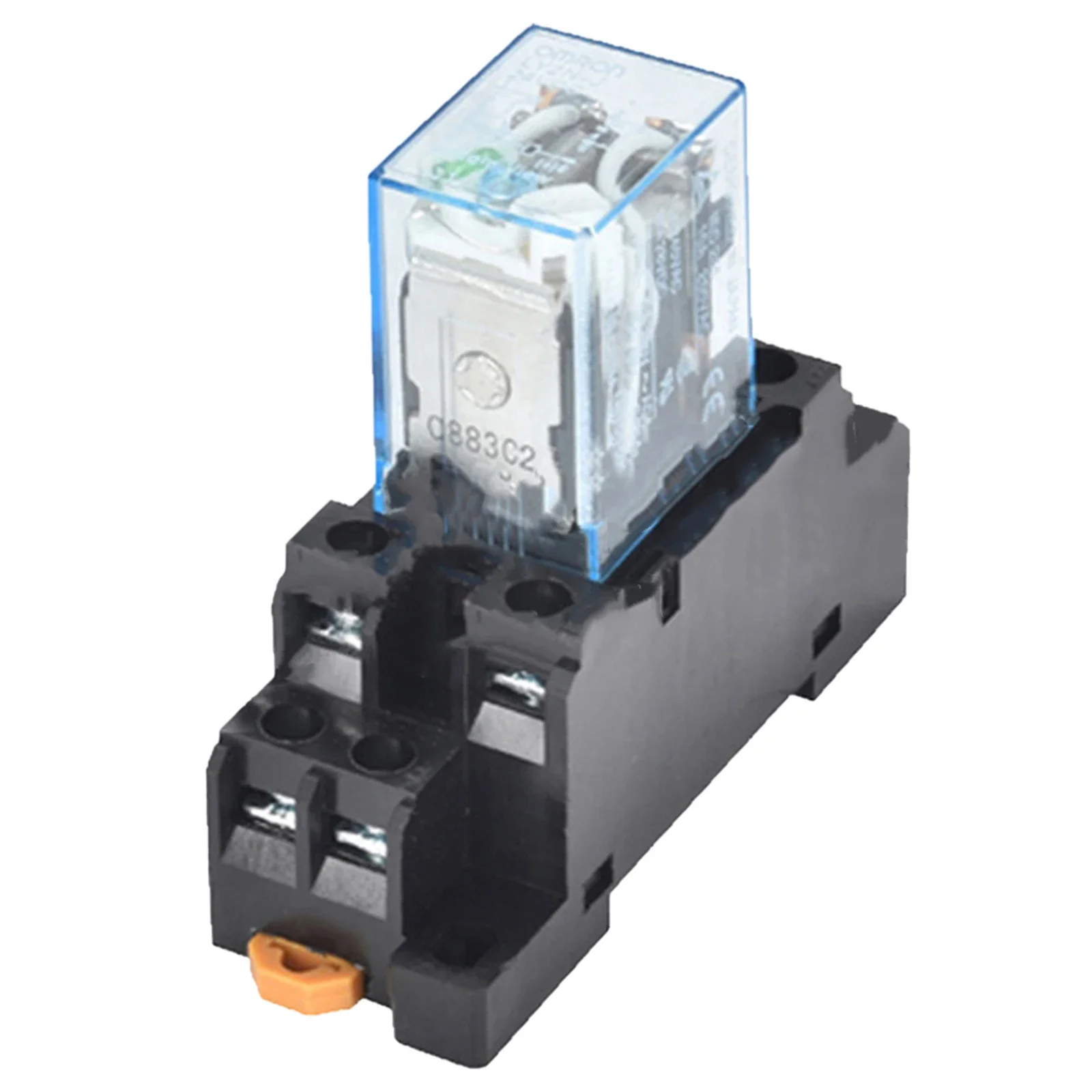 Coil Power Relay HH62P JQX 13F with Socket Base for DIN Rail Installation DC12V/DC24V/AC110V/AC220V Compatible