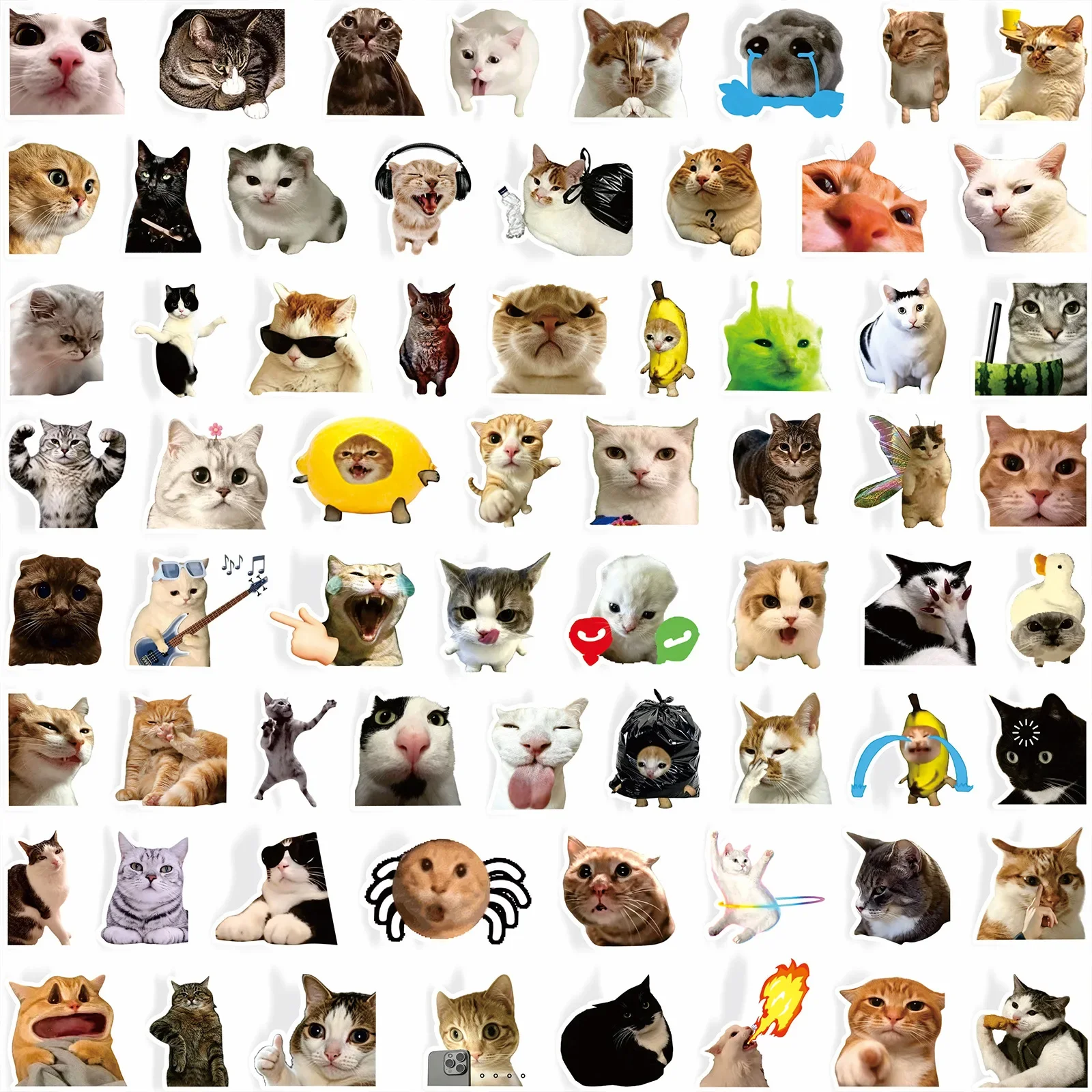 20/500 Stück lustige Katzen-Meme-Aufkleber-Set, niedliche Katzen-Expressions-DIY-Notizbuch-Dekorationen, lustige Katzen-Memes für Tagebücher und Planer – Detail 2