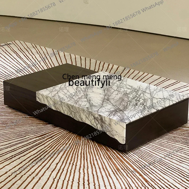 X CQYItalian style, marble modern design high-end small apartment with drawers, living room household solid wood coffee table