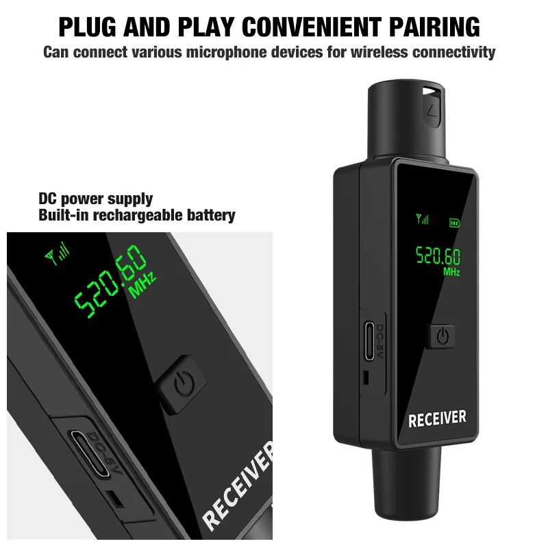 محول XLR نظام إرسال واستقبال الميكروفون اللاسلكي مناسب للميكروفونات الديناميكية والقيثارات وخلاطات الصوت #4
