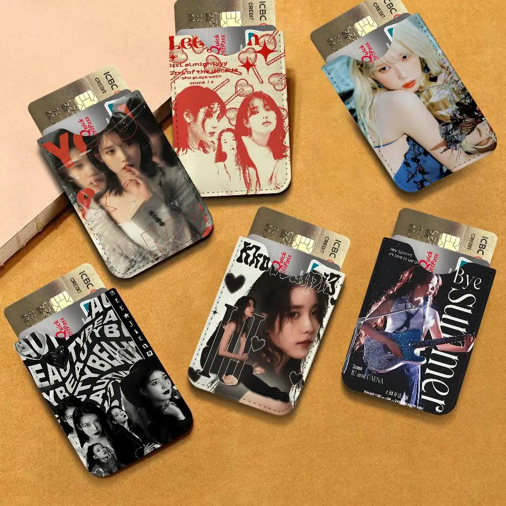 Korean Singer Lee Ji Eun IU Ultra Slim Men Leather Mini Wallet Lightweight Credit Bus ID Card Holder Case for Daily Business Use