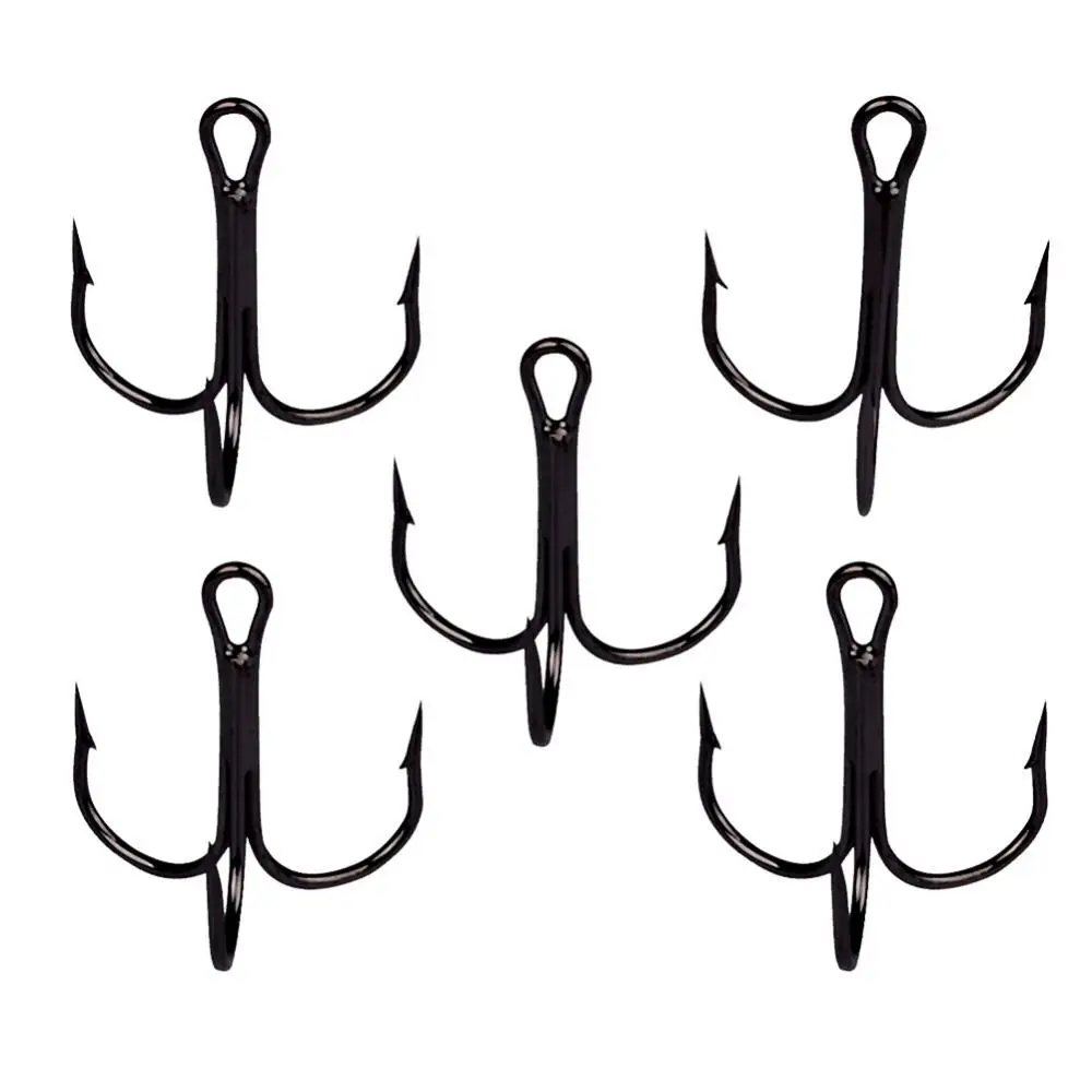 50Pcs Fishing Hook Stainless Steel Treble Overturned Hooks Fishing Tackle Round Bend Treble For Bass Fish Tackle Tools