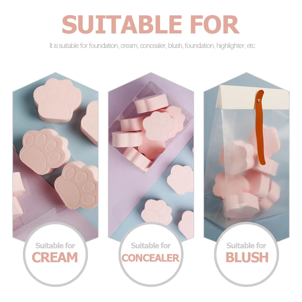 Esponja de maquillaje en polvo con garra de gato, 16 Uds., para base, polvo suelto, herramienta de belleza, almohadilla aplicadora suave y compacta para viajes