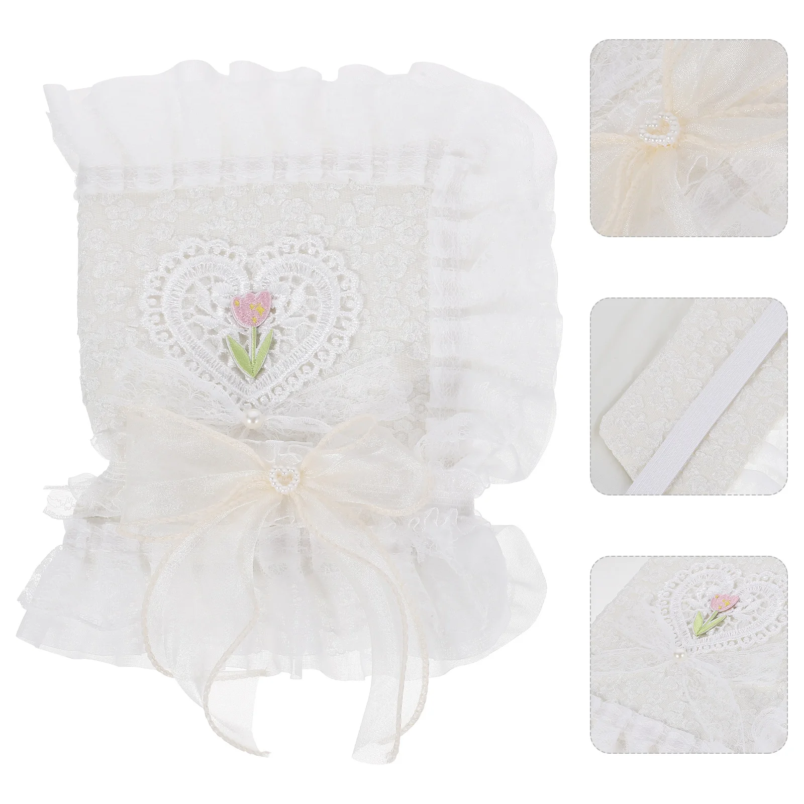 غطاء كتاب من القماش الدانتيل قابل للغسل مصنوع يدويًا غطاء مزخرف لكتب المذكرات ذات الغلاف الصلب #5