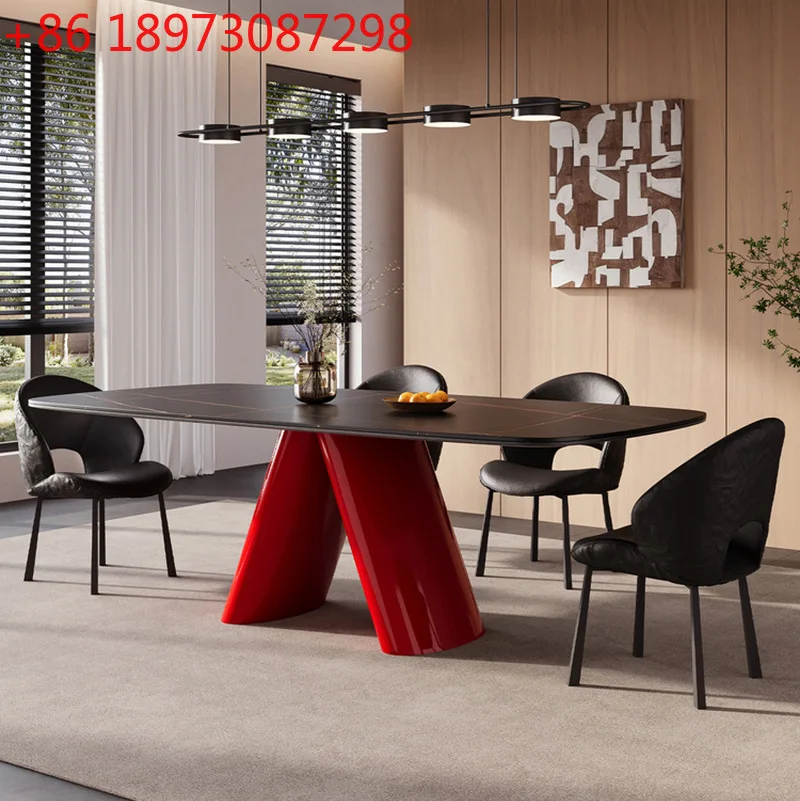 

Dining table Italian minimalist modern high-end villa light luxury rectangular household table