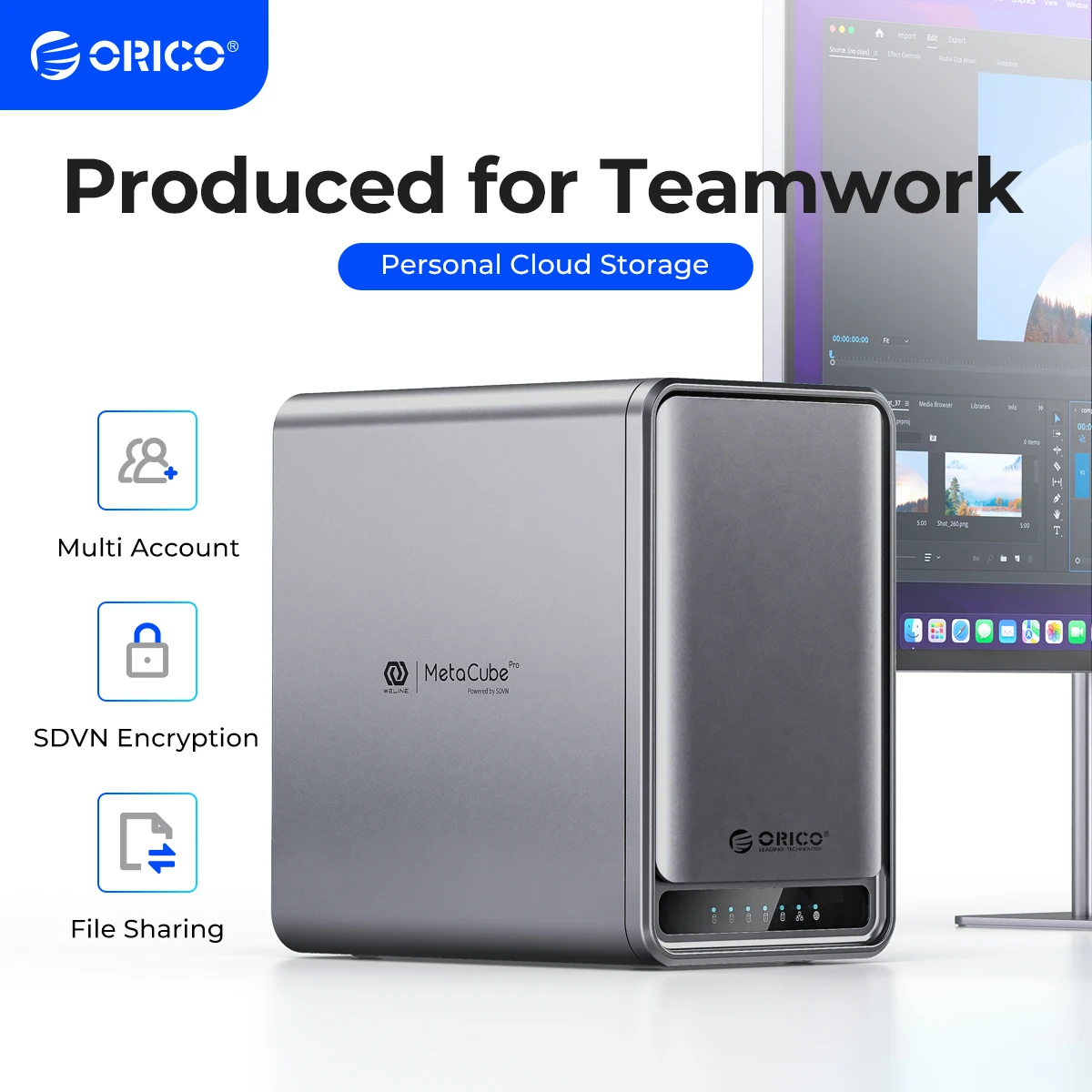 ORICO MetaCube Pro 3.5 인치 엔터프라이즈 스토리지, 5 베이 NAS, 다중 계정 사용, 이중 암호화 데이터 공유, 7x24 시간 작업 