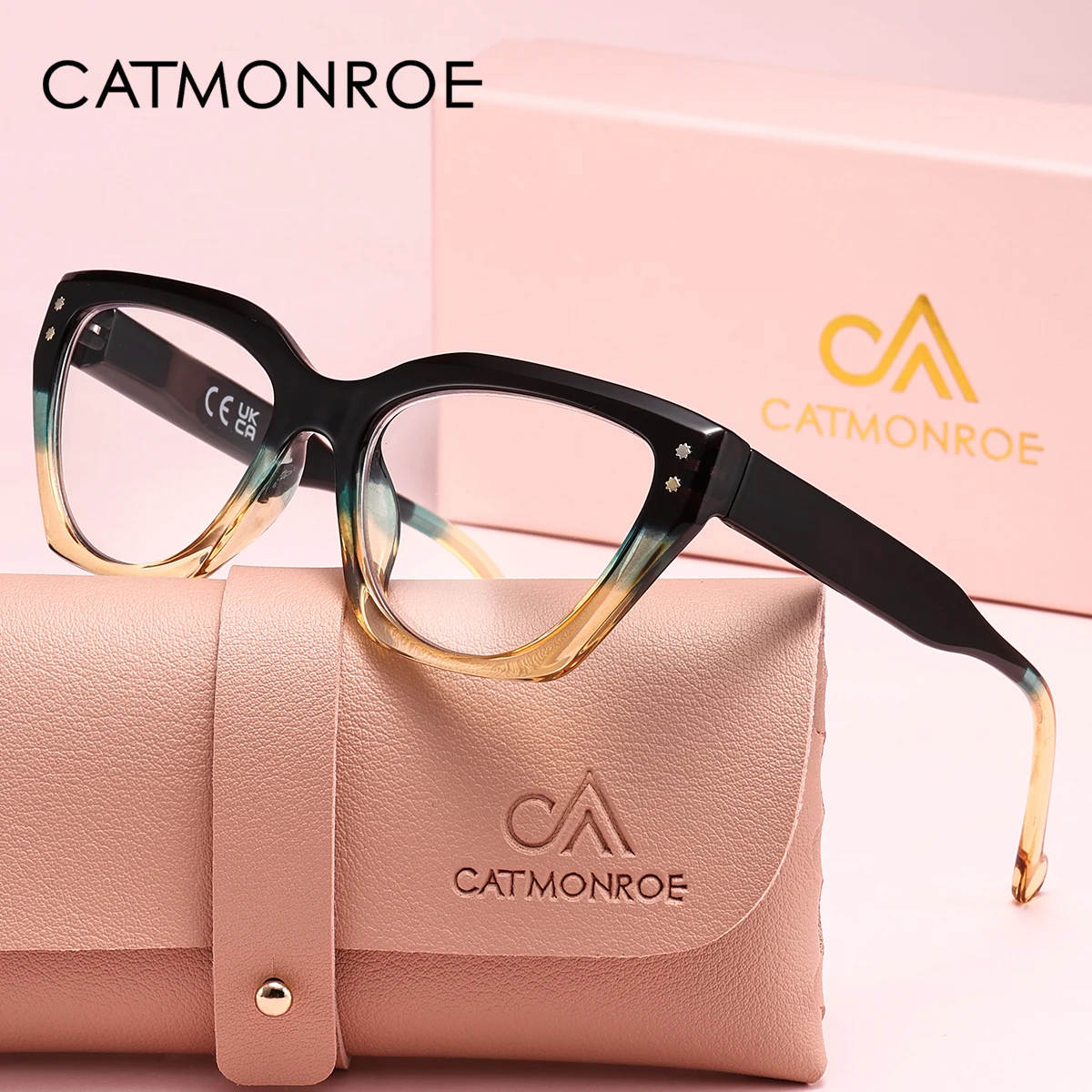 CATMONRNOE Cat's Eye Makeup Face Shape Women's Presbyopia Glasses Square Frame Fashionable Daily Reading and Writing Comfortable