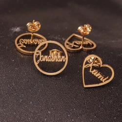 Custom Heart Name Earrings for women Personalized Circle Name Earrings Stud Name Earrings Unique Gift For Her