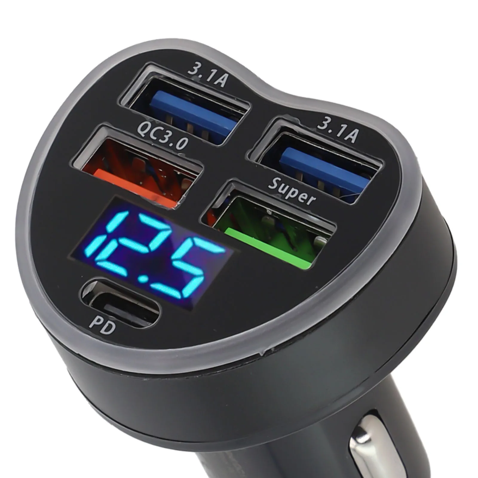 Hot Brand New Car Charger Charger 12-24V 5USB ABS+PC Material Black Convenient For Mobile Phone In-Car Technology