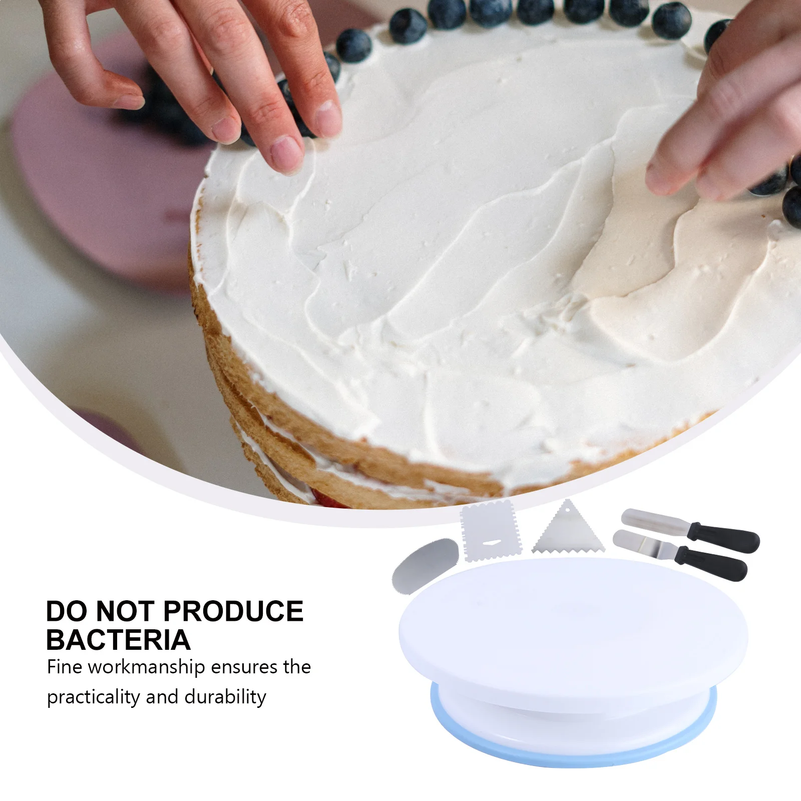 

1Set Cake Scraper Set with 360 Rotation Turntable Professional Baking Tools for Cake Decorating DIY Cream Spreader Accessories