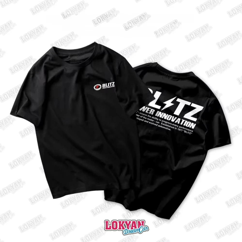 BLITZ Short-sleeved JDM T-shirt Modified Car Classic Brand Printed Short-sleeved Motorcycle Graphic Breathable Casual Men's Tee
