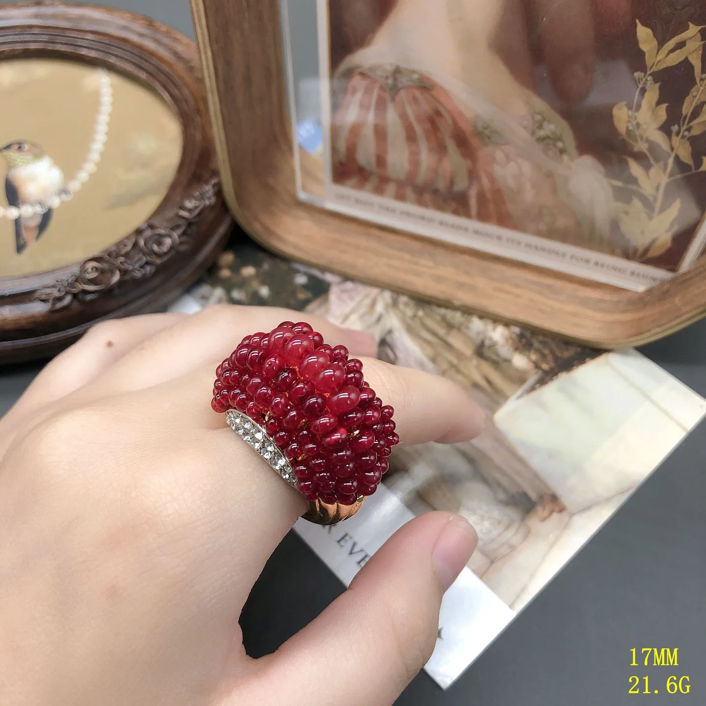 Jelly Color Resin Rings for Women Geometric Vintage Exquisite Anillos Mujer Fashion Palace Style Forefinger Jewelry Purplish Red
