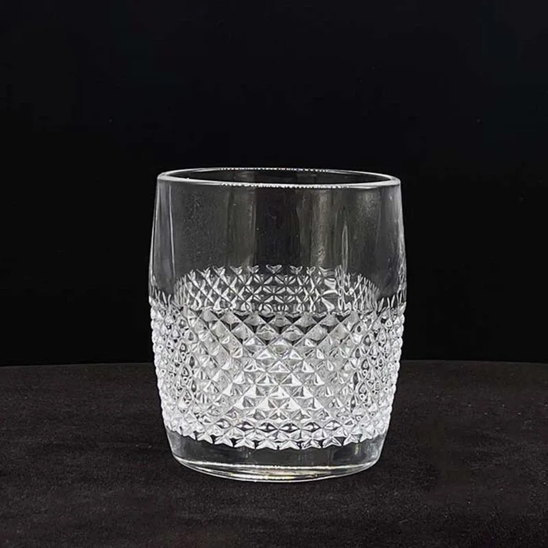 

TOPMAYA 4pcs Set 10.8oz 315ml Nordic Style Crystal Carved Glass Cup Transparent Drinking Utensils Foreign Wine Glass Bar Brandy