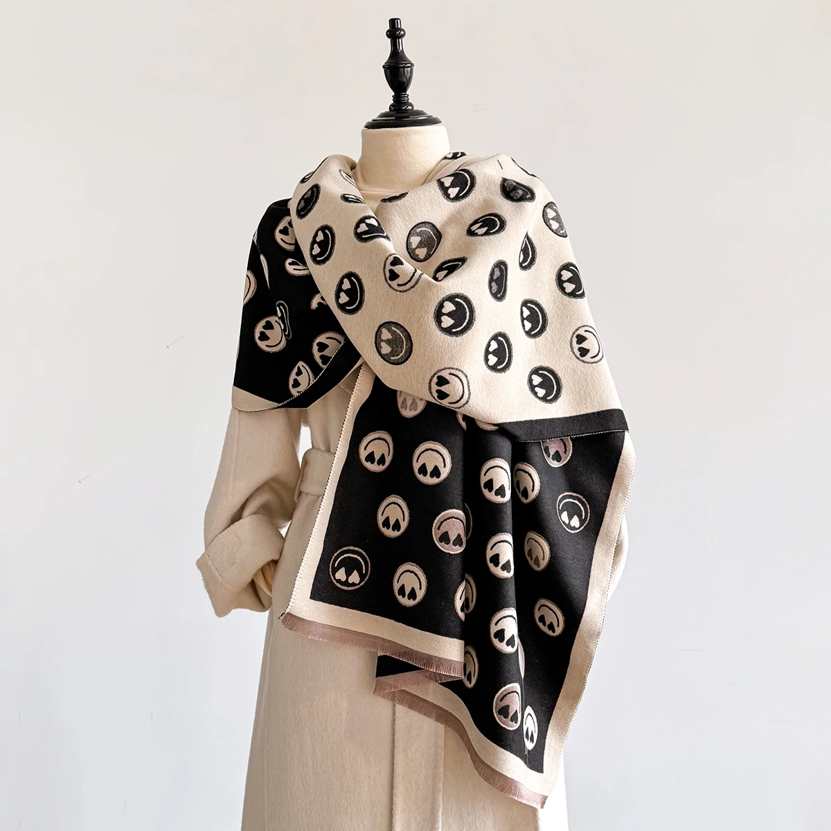 

Новинка 2023 года, осенний шарф, женский зимний теплый шарф из искусственного кашемира, милая мягкая шаль из пашмины для девочек, уличные шали