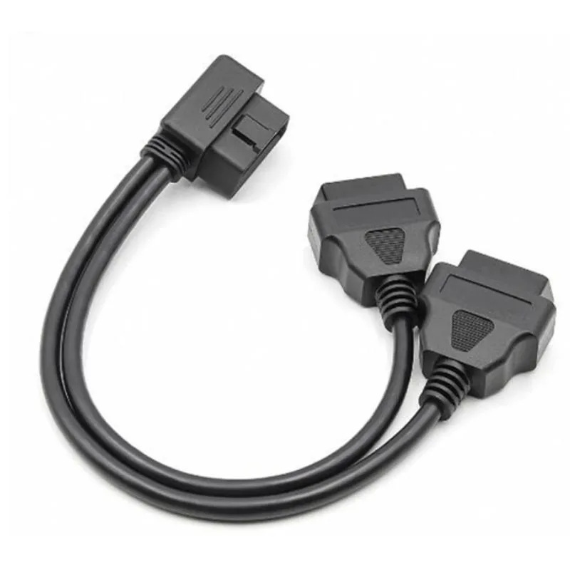 L شكل 90 درجة obdii 16pin 1 ذكر إلى 2 أنثى 50 سنتيمتر Y الفاصل تمديد كابل الكوع ل ELM327 2J1962 obd كابل تشخيص السيارات