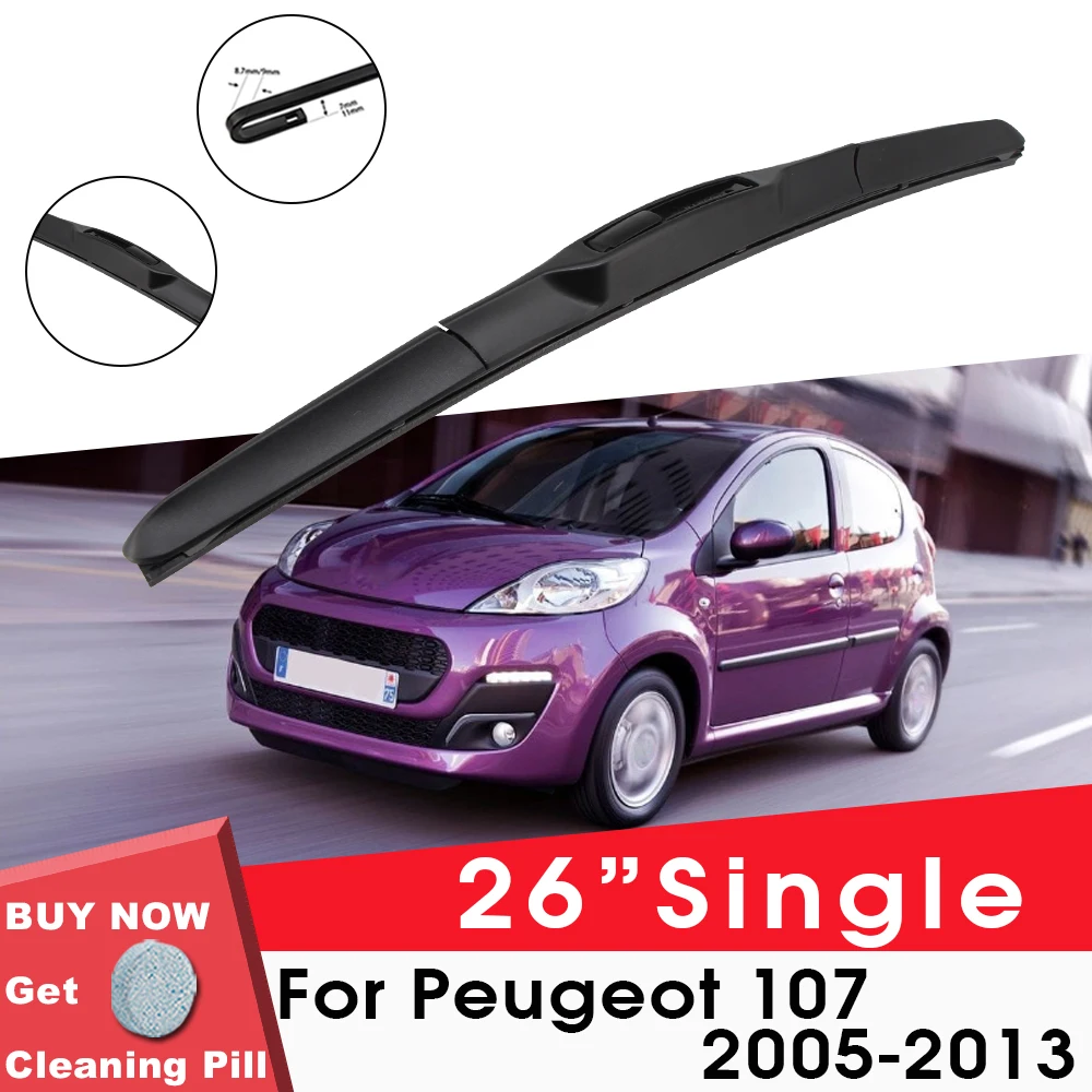 

Car Wiper Blade Front Window Windshield Rubber Refill Wipers For Peugeot 107 2005-2013 26"Single Car Accessories
