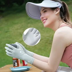 Sunscreen gloves for women, ice silk, summer UV protection, outdoor thin design, cycling, driving, anti slip, palms for women
