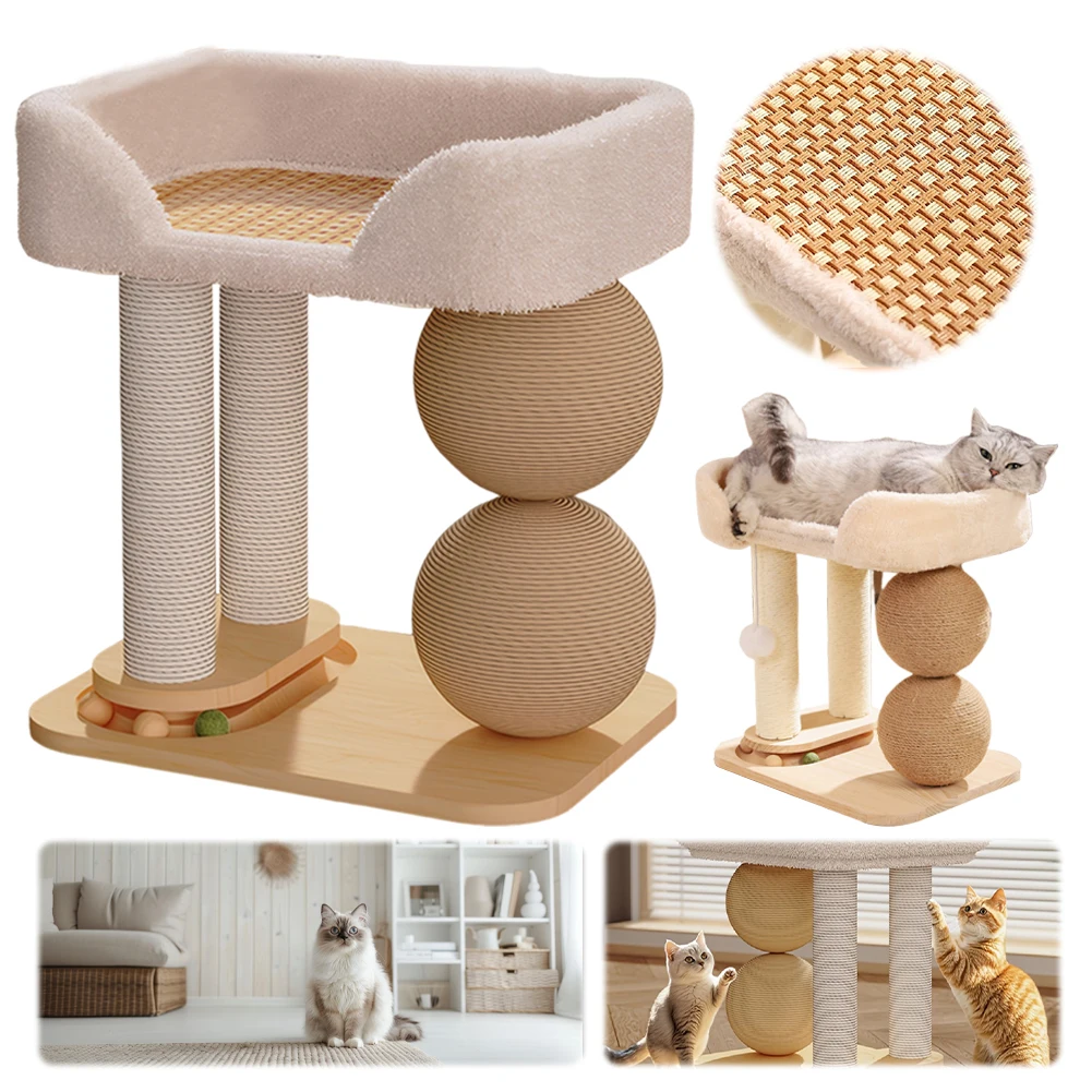 

1PCS Cat Climbing Frame with Sisal Ball Cat Jumping Platform Breathable Cats Scratch Pillar Pet Supplies Climbing Frame