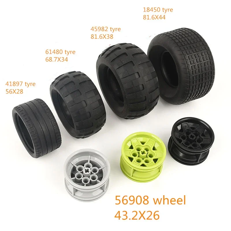 Building Block 56908 Wheel 43.2mm x 26mm 6 Pin Holes For Tyre 41897 61480 45982 Bulk GBC Toy Technology MOC Set