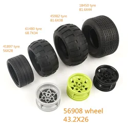 Juego de bloques de construcción, rueda de 56908mm x 26mm, 6 agujeros para neumáticos 43,2, 41897, 61480, 45982, tecnología de juguete GBC a granel